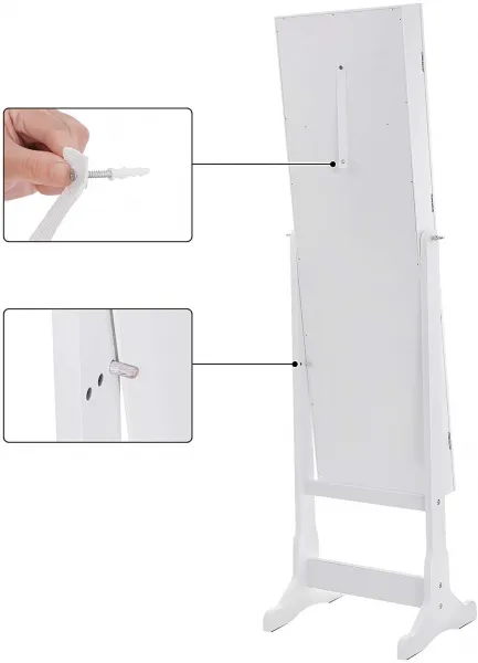 SONGMICS Šperkovnica so zrkadlom voľne stojaca biela 41 x 151 cm