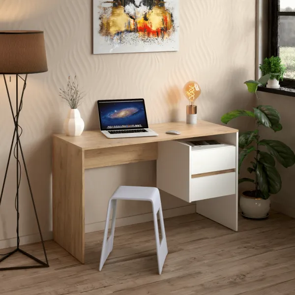 PC stôl so zásuvkami TULIO NEW Tempo Kondela Biela / dub