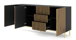 ARTBm Komoda RAVENNA F 3D3S 200  | čierna matná / dub artisan