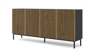 ARTBm Komoda RAVENNA F 3D3S 200  | čierna matná / dub artisan