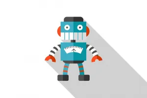 Obraz modrý robot na bielom pozadí