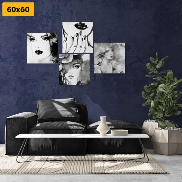 Set obrazov elegancia ženy