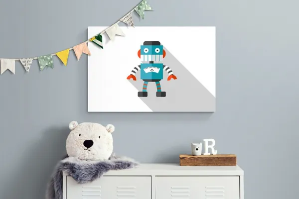 Obraz modrý robot na bielom pozadí