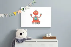 Obraz s motívom robota v červenej farbe