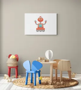 Obraz s motívom robota v červenej farbe