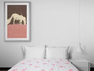 Plagát s paspartou kôň na ružovej lúke
