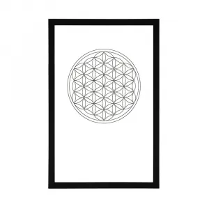 Plagát s paspartou čiernobiela Mandala
