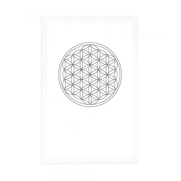 Plagát s paspartou čiernobiela Mandala