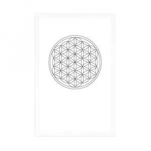 Plagát s paspartou čiernobiela Mandala