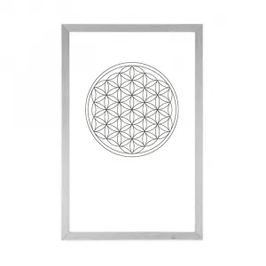 Plagát s paspartou čiernobiela Mandala