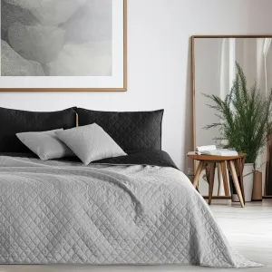 Obojstranný prehoz z mikrovlákna DecoKing Bella strieborno-čierny, velikost 170x210