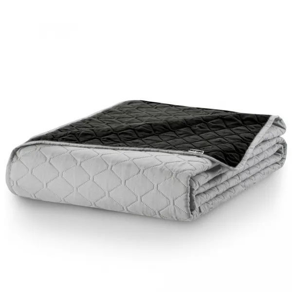 Obojstranný prehoz z mikrovlákna DecoKing Bella strieborno-čierny, velikost 170x210