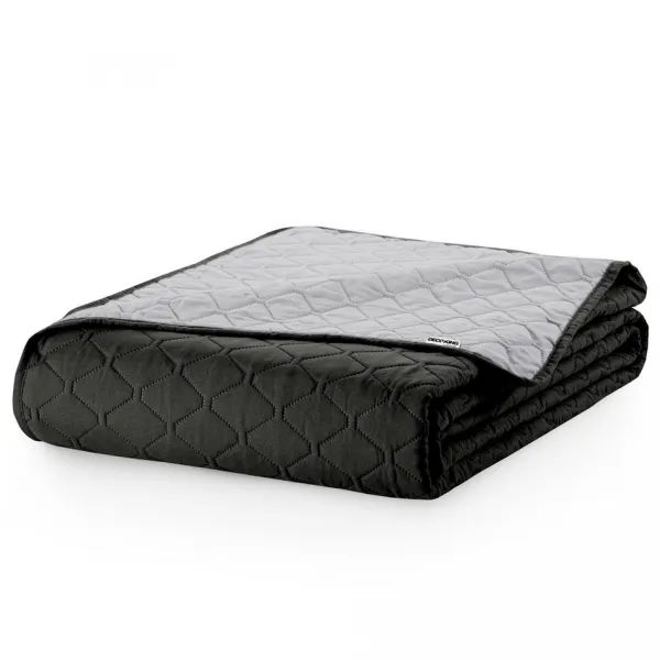 Obojstranný prehoz z mikrovlákna DecoKing Bella strieborno-čierny, velikost 170x210