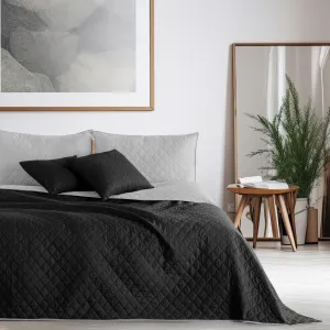 Obojstranný prehoz z mikrovlákna DecoKing Bella strieborno-čierny, veľkosť 170x270