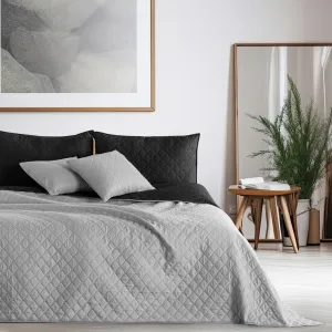 Obojstranný prehoz z mikrovlákna DecoKing Bella strieborno-čierny, veľkosť 170x270