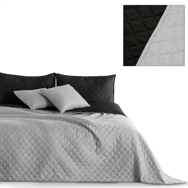 Obojstranný prehoz z mikrovlákna DecoKing Bella strieborno-čierny, veľkosť 170x270