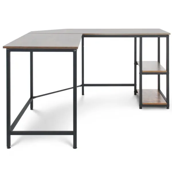 MIADOMODO Písací stôl 138 x 138 x 76 cm, hnedá/čierna