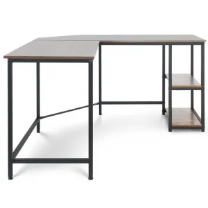 MIADOMODO Písací stôl 138 x 138 x 76 cm, hnedá/čierna