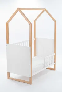 Elvisia Detská postieľka LITTLE HOUSE | biela buk 60 x 120 cm
