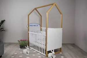 Elvisia Detská postieľka LITTLE HOUSE | biela buk 60 x 120 cm