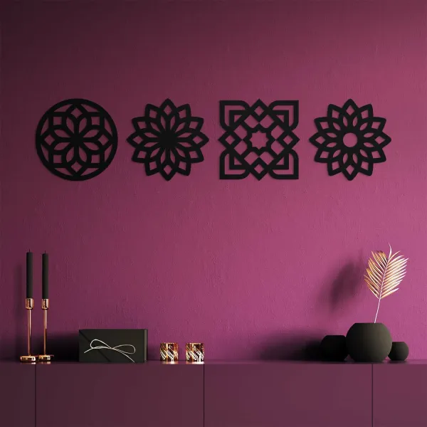 Vyrezávané drevené ornamenty (4 ks)