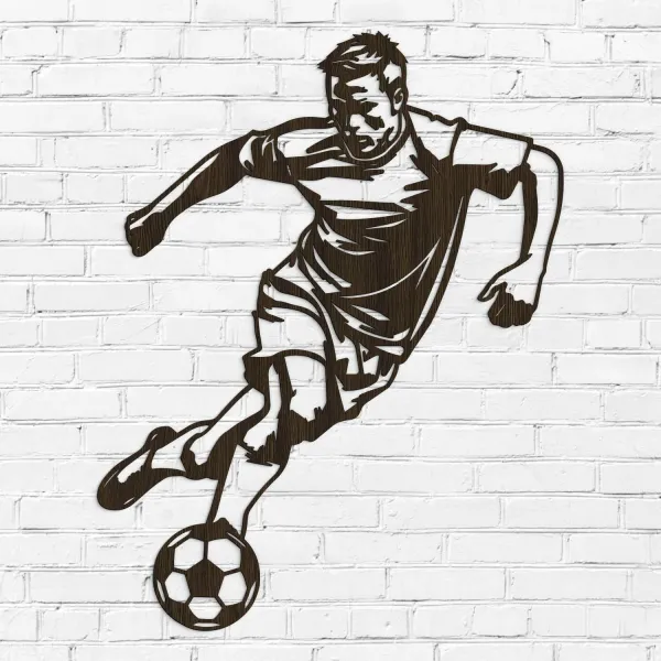 Drevená nálepka na stenu - Futbalista