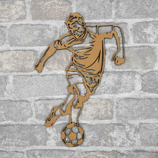 Drevená nálepka na stenu - Futbalista