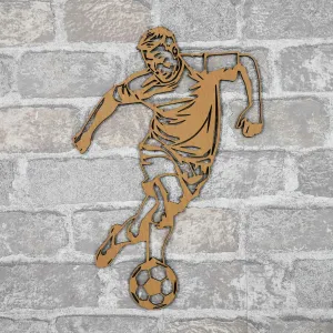 Drevená nálepka na stenu - Futbalista