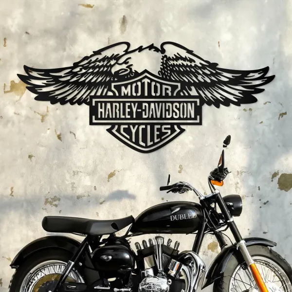 Drevený obraz - Logo Harley Davidson