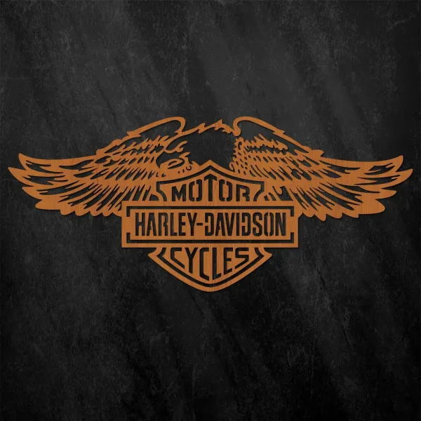 Drevený obraz - Logo Harley Davidson
