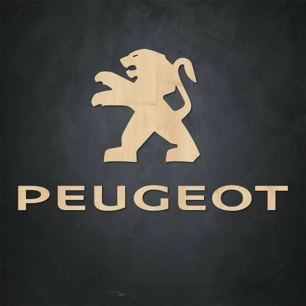 Drevený nápis a logo - Peugeot
