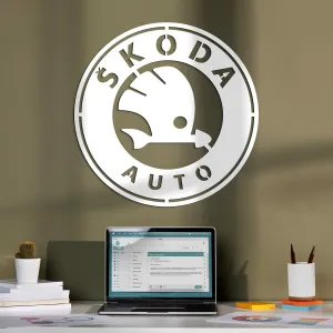Drevený obraz - Znak loga Škoda