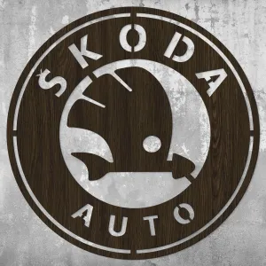Drevený obraz - Znak loga Škoda