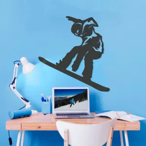 Drevená nálepka do študentskej izby - Snowboardista