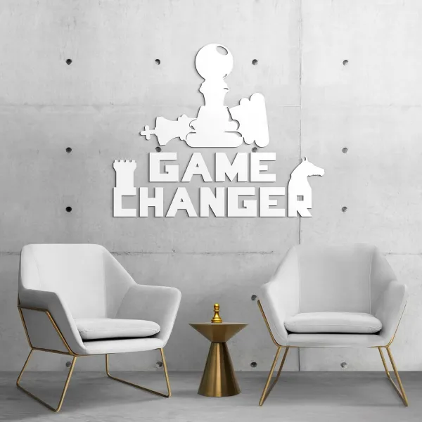 Drevená nálepka - Game Changer a šachy