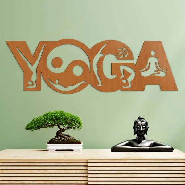 Drevený nápis na stenu - Yoga