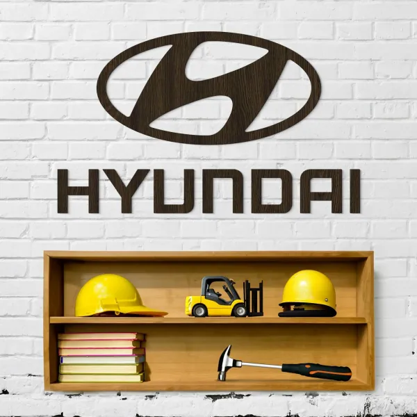 Drevené logo auta na stenu - Hyundai