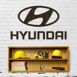 Drevené logo auta na stenu - Hyundai