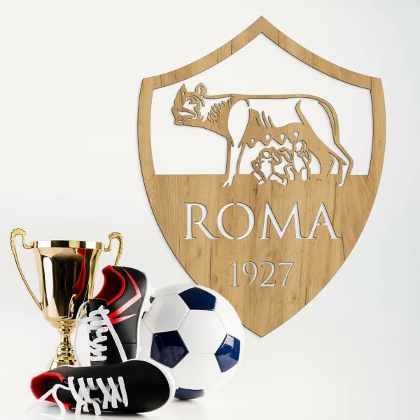 Drevený znak tímu na stenu - AS Roma
