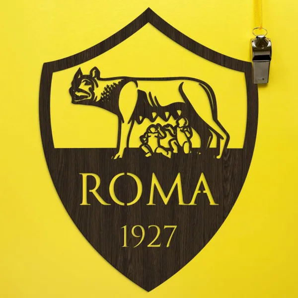 Drevený znak tímu na stenu - AS Roma