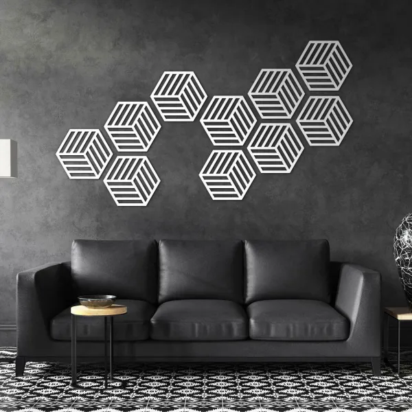 Drevená dekorácia na stenu - Hexagóny (5 ks)