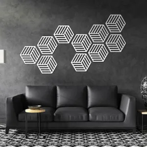 Drevená dekorácia na stenu - Hexagóny (5 ks)