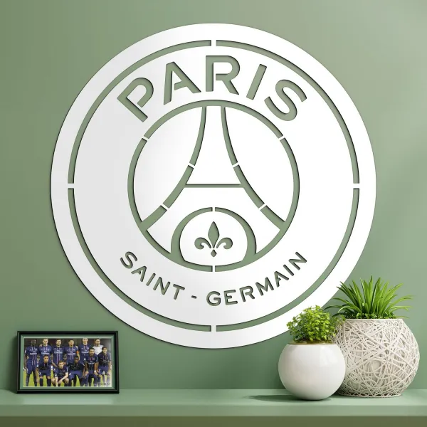 Drevené futbalové logo na stenu - PSG
