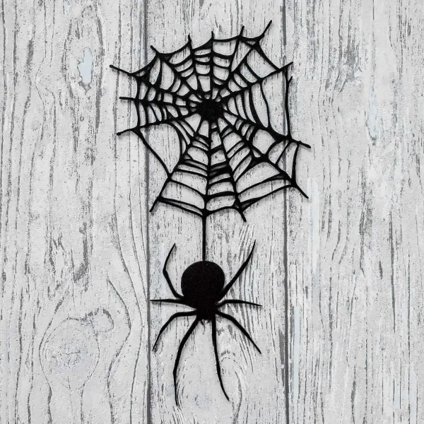 Drevená dekorácia na Halloween - Pavúk