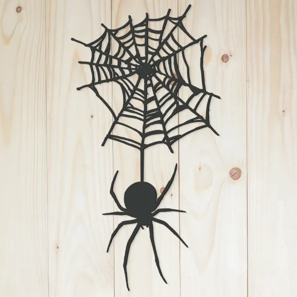 Drevená dekorácia na Halloween - Pavúk