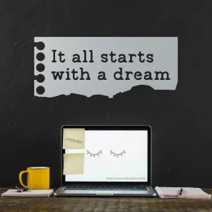 Motivačná tabuľka pre deti - It all starts with a dream