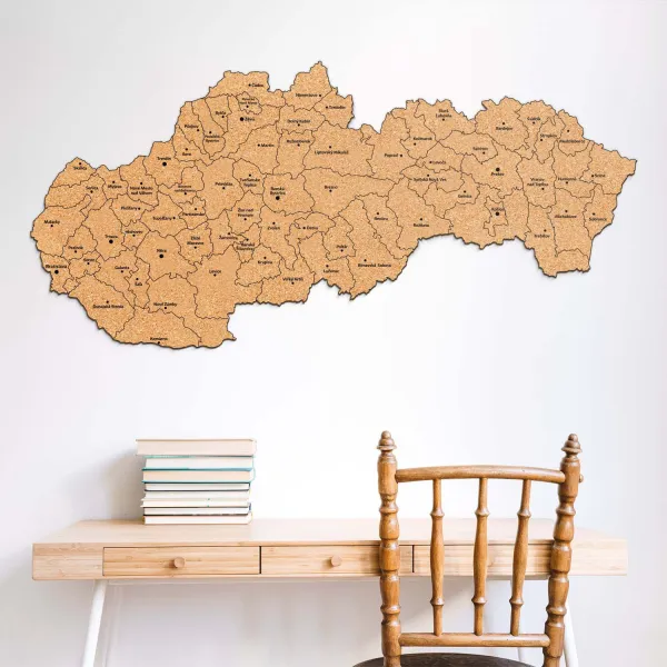 Korková mapa Slovenska - Okresné a krajské mestá