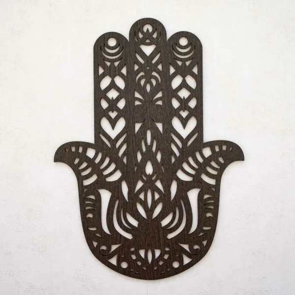 Drevená dekorácia na stenu - Hamsa