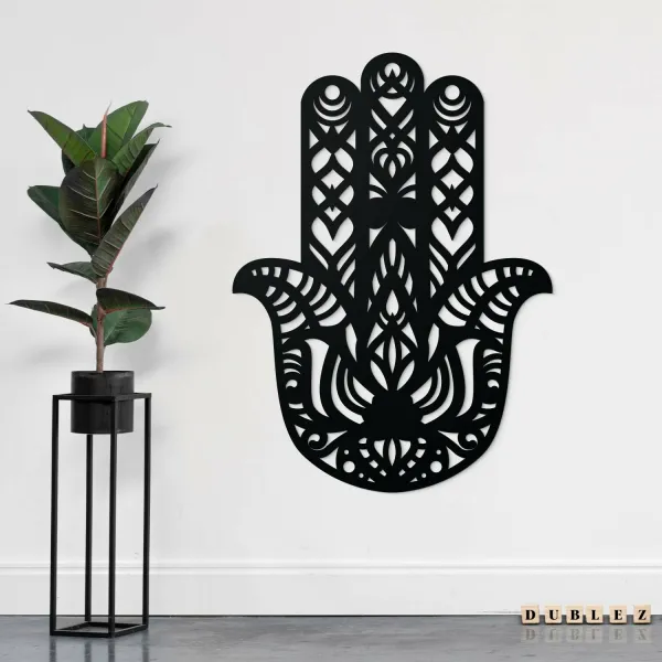 Drevená dekorácia na stenu - Hamsa
