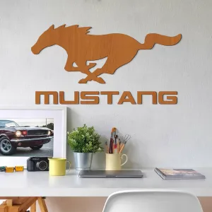 Drevený znak auta - Logo Mustang